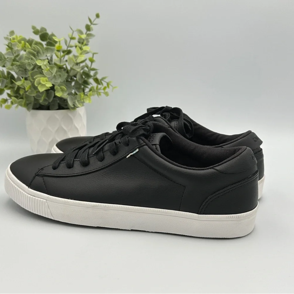 Toms Men's Carlson Black White Leather Shoes Sneakers Size 8